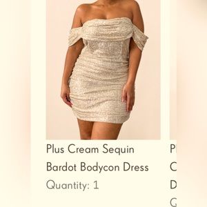 Cream Sequin body on dress size 18 PrettyLittleThing